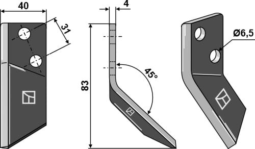 BL29759 Futtermischwagenmesser R - passend zu DeLaval 94832601