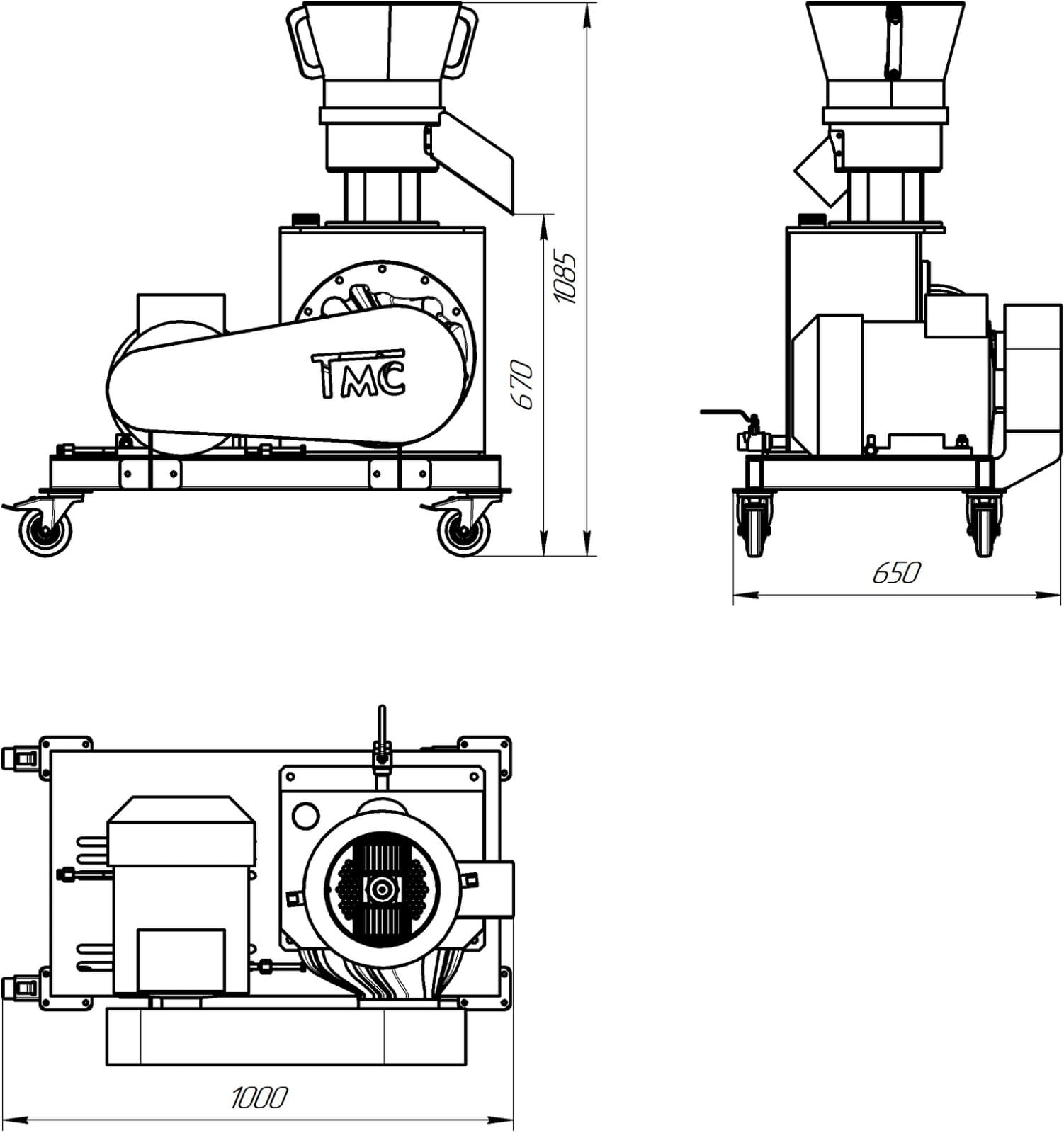 Pelletpresse fahrbar – 400 kg/h – 11 kW, 400V | Futtergranulator für Tierfutter