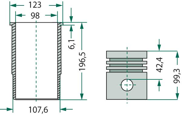 John Deere Motortypen: 3152D, 4202D, 6303D Kolbensatz kpl.