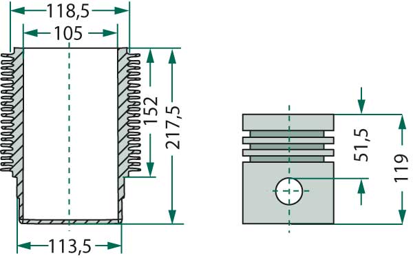 Same piston set complete - 0.073.0066.6, 0.073.0060.6 + 0.044.1120.0/10