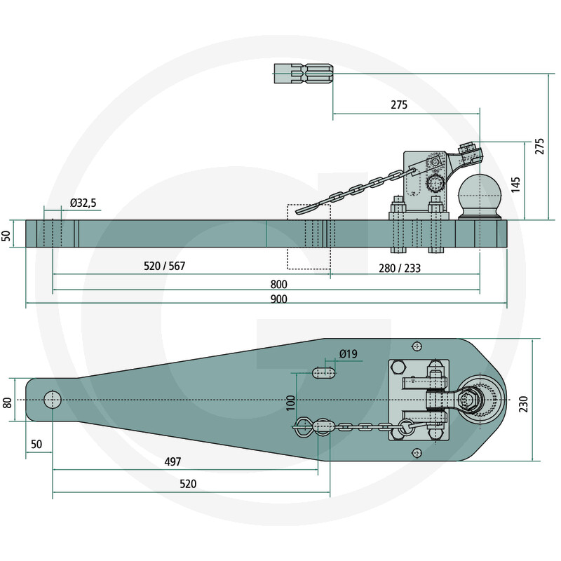 Scharmüller K80° Zug-Kugelkupplung System - 900mm