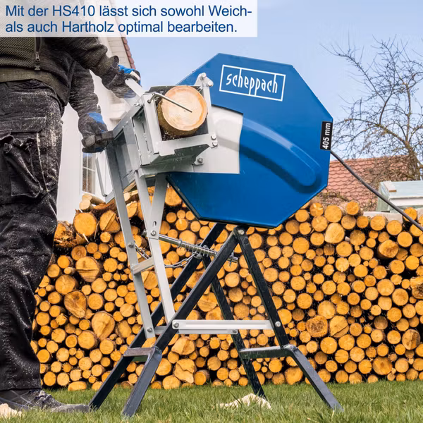 Scie à bûches Scheppach 230 V, 2 200 W, lame 405 mm, jusqu'à 135 mm