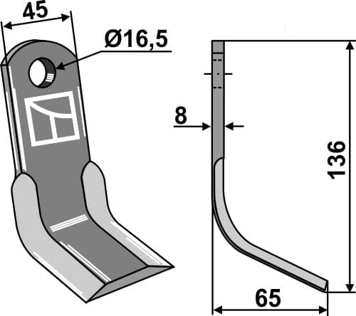 BL3857 Y- Messer 125mm - passend zu Maschio T21004040 / Terranova