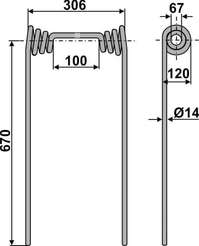 BL29191 Strohstriegelzinken 670mm