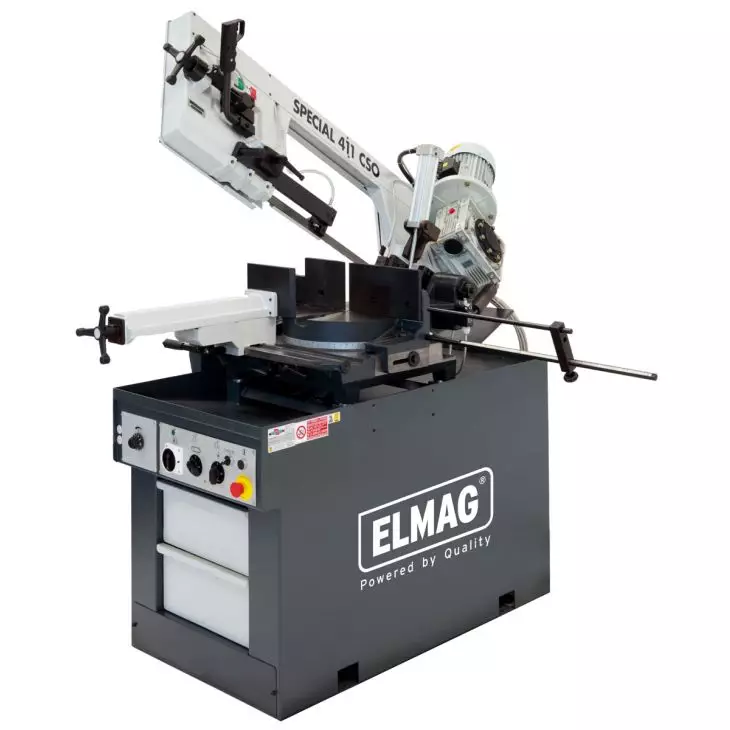 MACC Gehrungsbandsäge mit 900/1600 W Motor, 300 mm Rundrohrschnitt, Kompaktgetriebe im Ölbad, Absenkautomatik