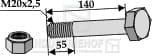 BL3450 Schraube mit Sicherungsmutter M20x140-10.9 für Perfekt