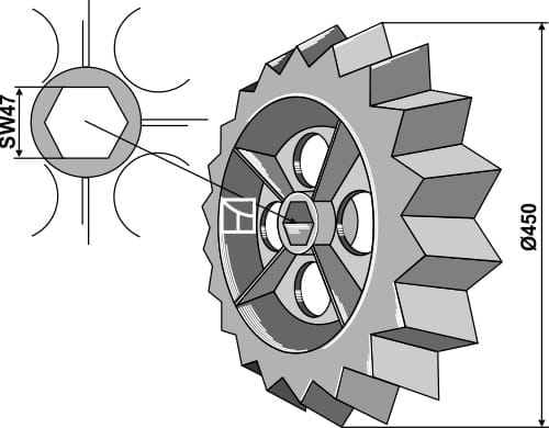 BL30236 Zahnwalzenring Ø450mm - passend zu Rabe 68090102