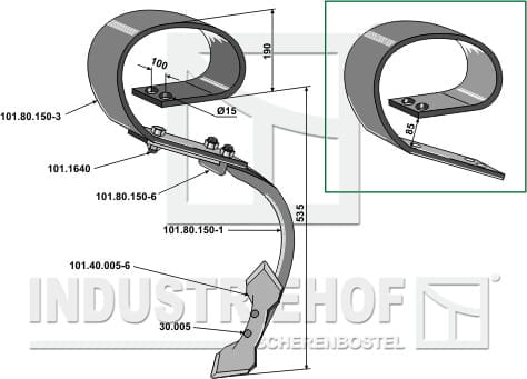 BL28705 Blattfederzinken kpl. mit Schar, System David II