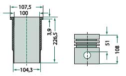 Case IH engine type: 1004.40T Piston set complete.