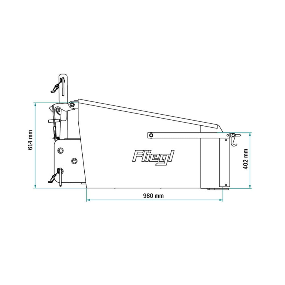 Godet arrière Fliegl, galvanisé mécaniquement | Attelage trois points | Qualité professionnelle