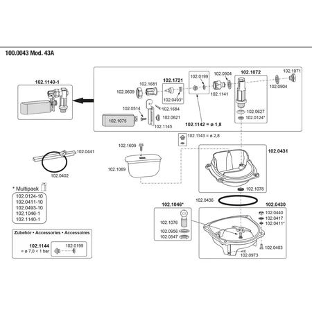 Patura Schwimmerventil Becken mit Überhitzungsschutz-Thermostat, Modell 43A - Sibiria