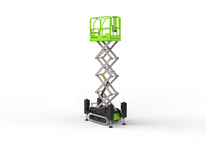 Nacelle ciseaux chenillée Zoomlion 7,8 m avec stabilisateurs – plateforme de travail tout-terrain, capacité de levage de 230 kg
