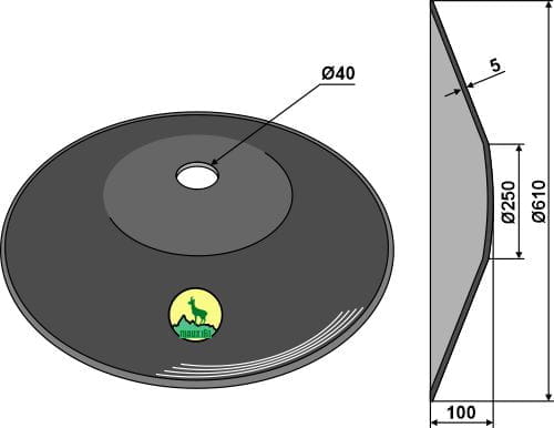 BL30135 Glatte Scheibe Ø610x5 - passend zu John Deere K33524