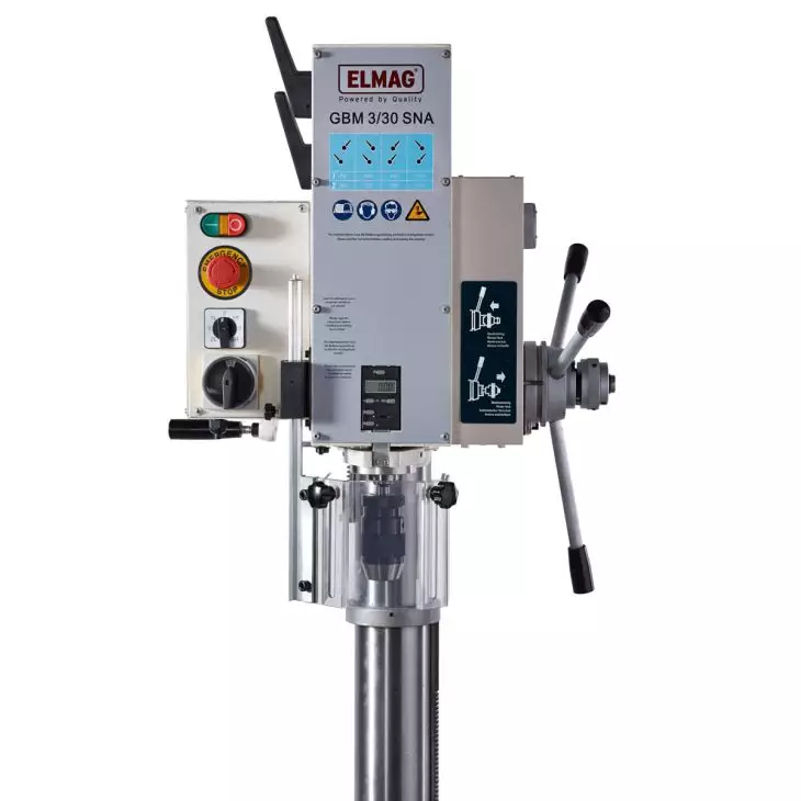 Elmag geared pillar drill 1200 / 900 W, 8 speeds and automatic feed