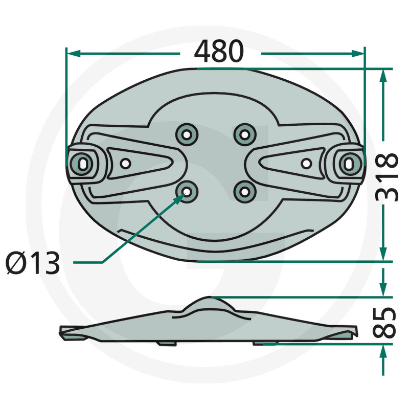 Mähscheibe mitte - passend zu Kuhn  FC 250, 300, 350, 202, 202R, 250G, 300G, 250GT, 300GT / Alterna 400, 500, 500G