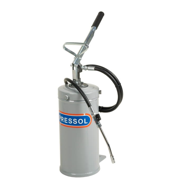 Pressol Fettabgabegerät tragbar 12 kg – Handpumpe mit Panzerschlauch & Absperrventil