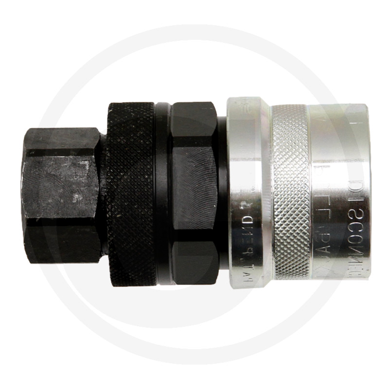 Hydraulikkupplung, Schnellkupplung, Metall, Schwarz-silber, Rändelgriff