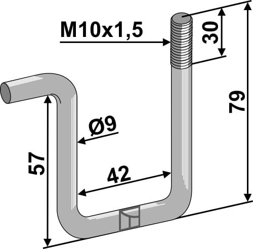 ET86015 Halter Striegelzinken 40x40 / M10x1,5 - Kverneland JDZ66182