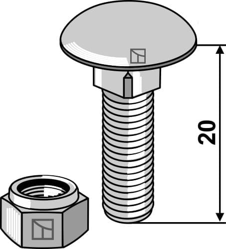 51-1045 Flachrundschrauben mit Selbstsichernder Mutter M8 x 1,25 - 8.8