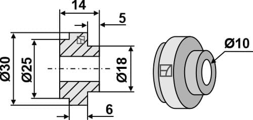 BL4262 Buchse Strohhäckslermesser - passend zu John Deere Z51243-E / Biso 28-801-405-012/4