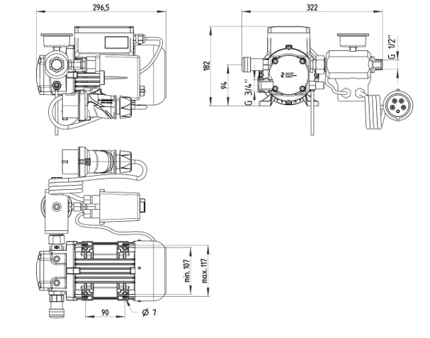 Pressol Öl-Innenzahnradpumpe 10 l/min 400 V mit DRST-Ventil – selbstansaugende Zahnradpumpe für Öl bis SAE 90