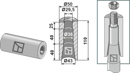 Weld-in bushing 110mm