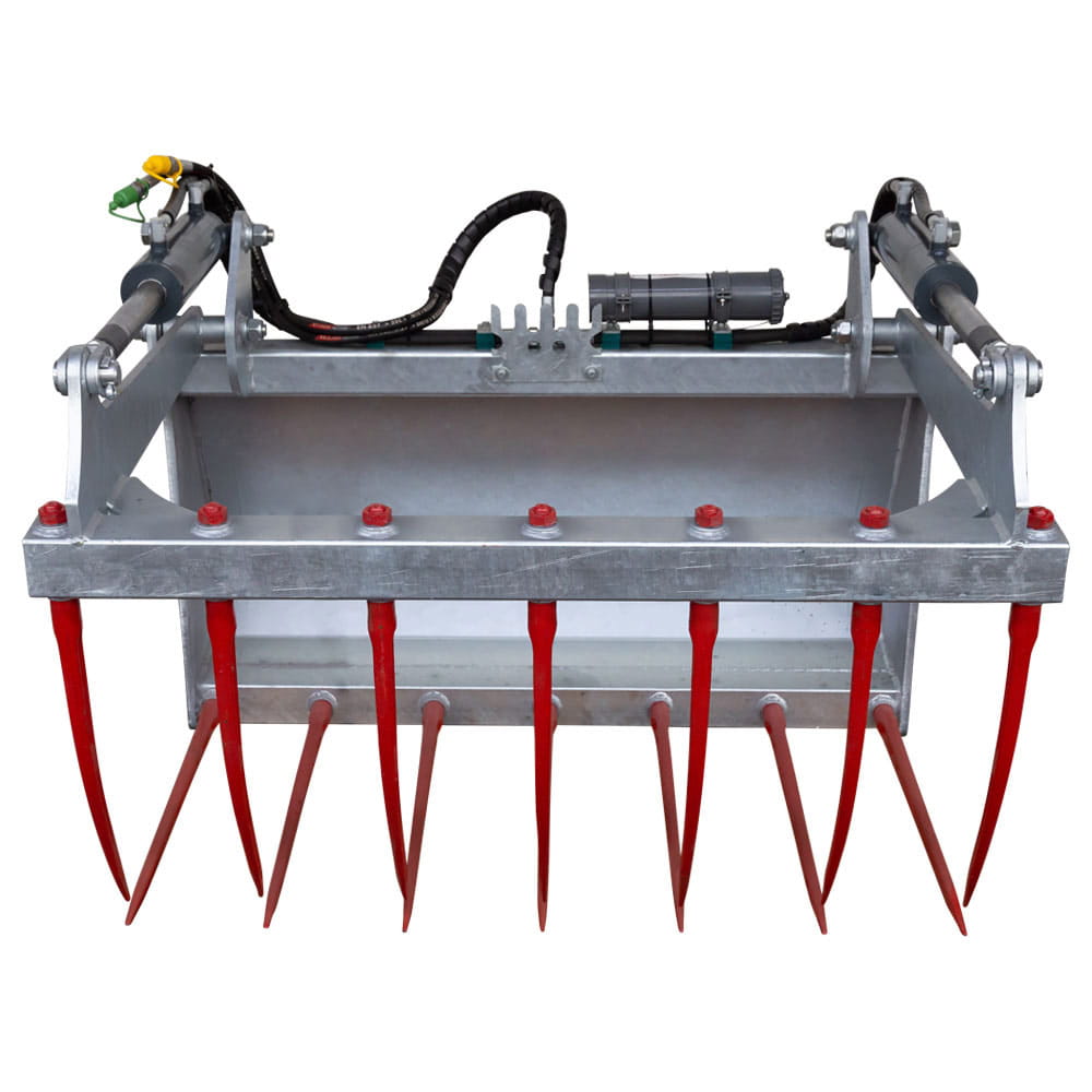 Fliegl manure and silage grab fork 1250 mm – 7 tines, galvanized, Euro standard mount