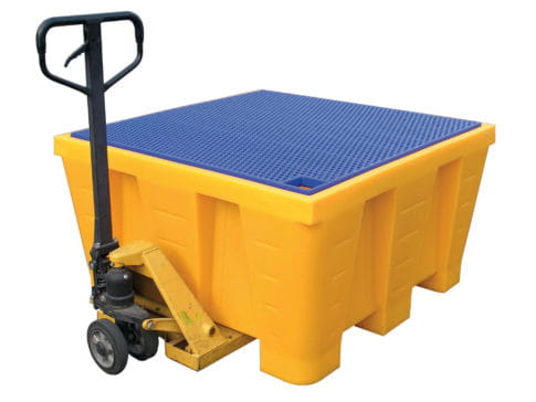 EMP Auffangwanne für 4 Fässer – 880 Liter - unterfahrbar | Gitterrost: Polyethylen (PEHD)