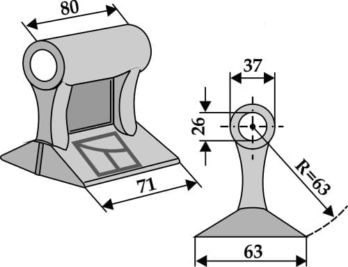 BL4029 Hammerschlegel 71x80mm - passend zu Bomford 03958.01 / 46401.01 - Gilbers 802-096