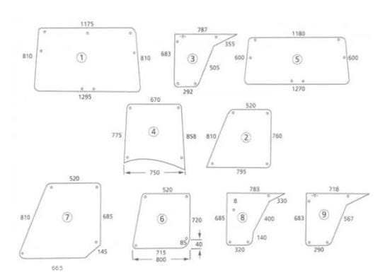 BL16082 Bild-Nr.: 7 - Türscheibe oben, eckig für Case IH Kabine: Fritzmeier Modul 3000