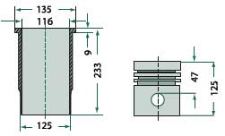 John Deere Motortypen: 6076T, 6076, 7,6 Liter Motor Kolbensatz kpl.