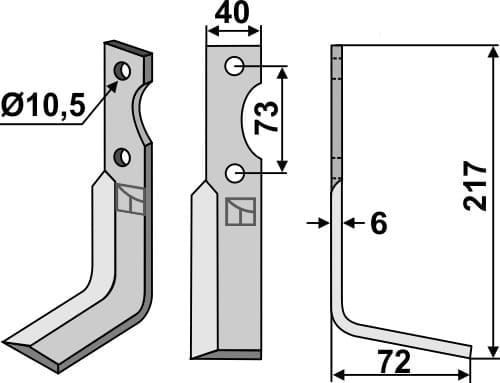 BL5712 Fräsmesser 217x40mm rechts - passend zu Pasbo G11-14-72-83-84
