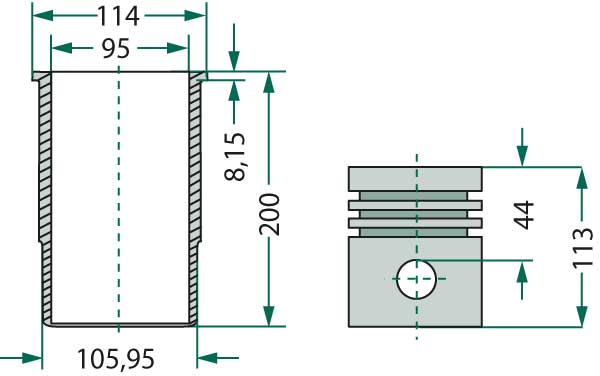Complete piston set - suitable for Fendt Favorit 3 / Farmer 2 / 3 / 4