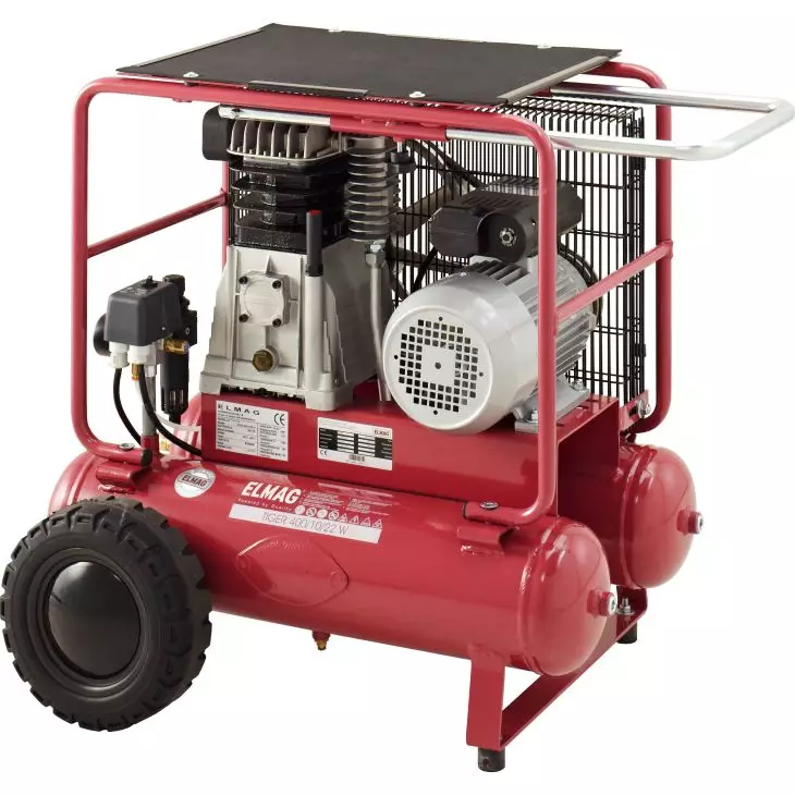 ELMAG® TIGER assembly compressor – powerful professional compressor with 260 l/min, 10 bar, 400 V, 2×11 l tank