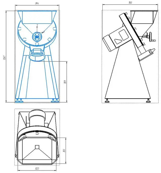Gravity-fed hammer mill · 4 kW / 400V · High-performance grinding mechanism for grain & wood