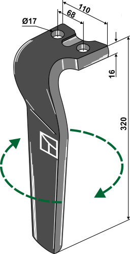 Kreiseleggenzinken 320mm, rechts - passend zu Kuhn HR1000, HR1001, HR1002, HR3000