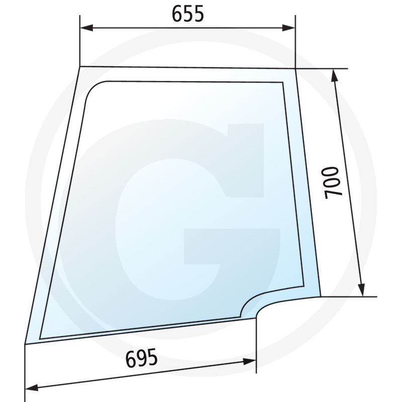Türscheibe oben, links - passend zu Case IH JX, New Holland TD