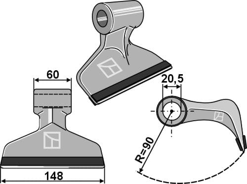 Hammerschlegel 148x60mm PTA Beschichtung - passend zu Maschio Gaspardo Bisonte