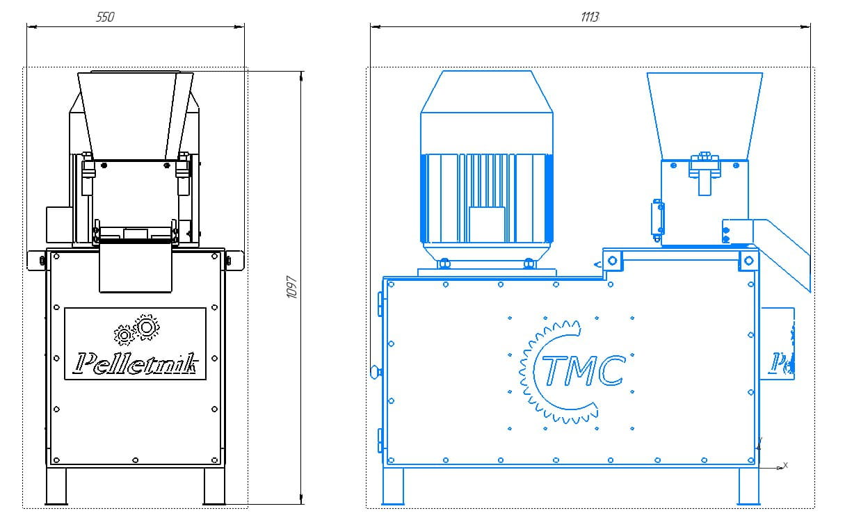 Pellet press 400 kg/h – 7.5 kW, 400V | Granulator for feed & heating pellets