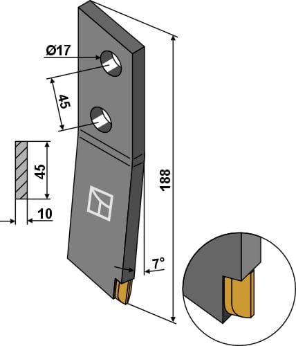 Screw tine - right - carbide