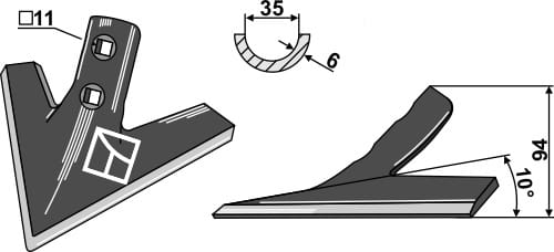 BL28641 Gänsefußschar 10° / 200mm