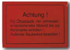 BL23980 Achtung! Für Ölhydraulik
