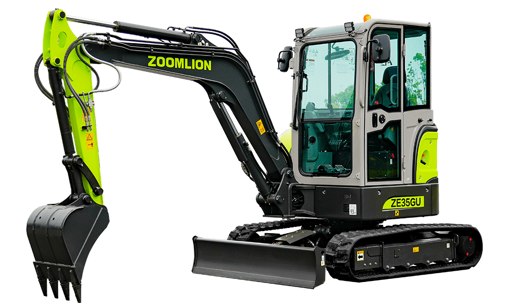 Mini-pelle Zoomlion ZE36GU avec cabine – Pelle à rayon de rotation court de 3,8 t avec système hydraulique à détection de charge