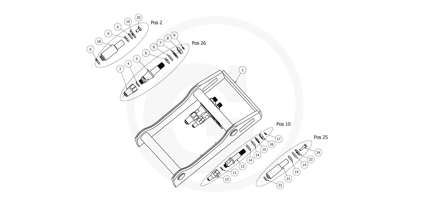 Spare parts OQ 40/24E - Equipment frame for hydraulic devices (1/2”+3/8”)