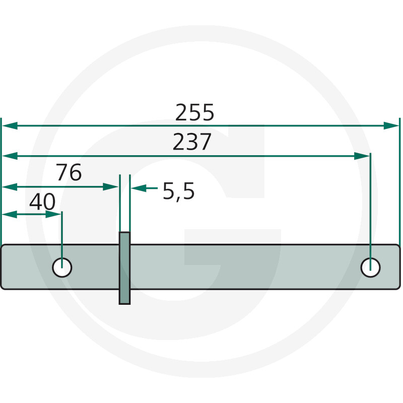 Zinkenarmachse 255mm - passend zu Kuhn GA 230G, 280G, 280GM, 300G, 300GM, 300GT, 300VR, 301G, 301GM