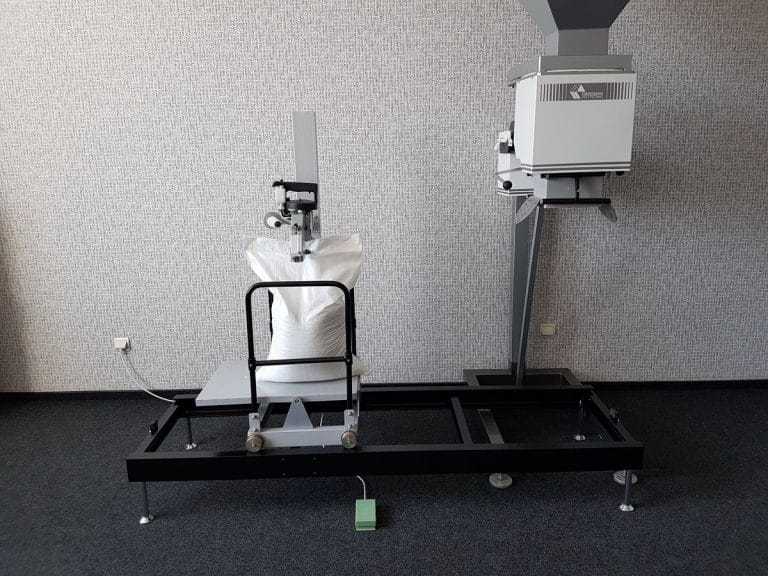 Transport trolley for packaging lines – Automatic bag transport & unloading