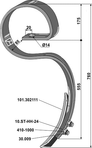 ET85587 Großfederzinken komplett mit Schar – passend zu KÖCKERLING 50400