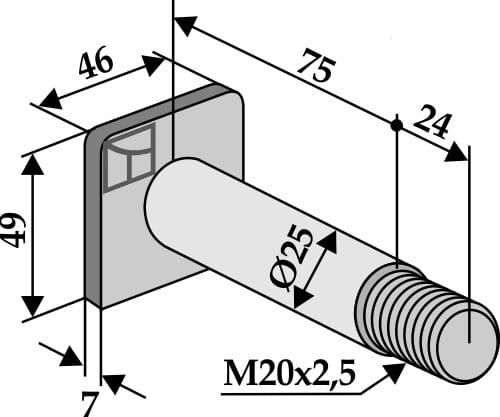BL3827 Bolzen M20  - passend zu Kuhn 6061705 / Dragone