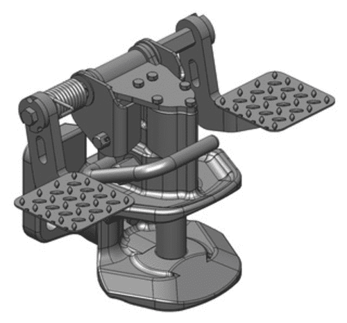 Scharmüller automatic forklift coupling with foot operation 120x55 M14 (Ø25mm) - black
