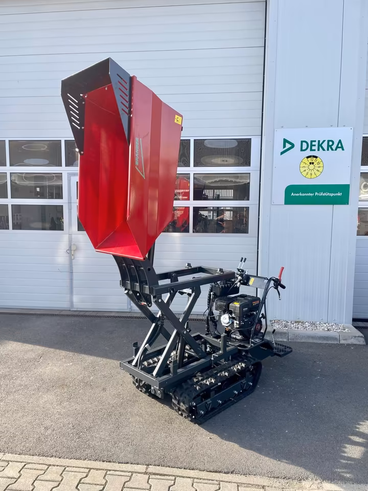 Raupendumper mit Hochentleerung 500 kg – 10 PS Benzinmotor, hydraulische Mulde, Profi-Dumper